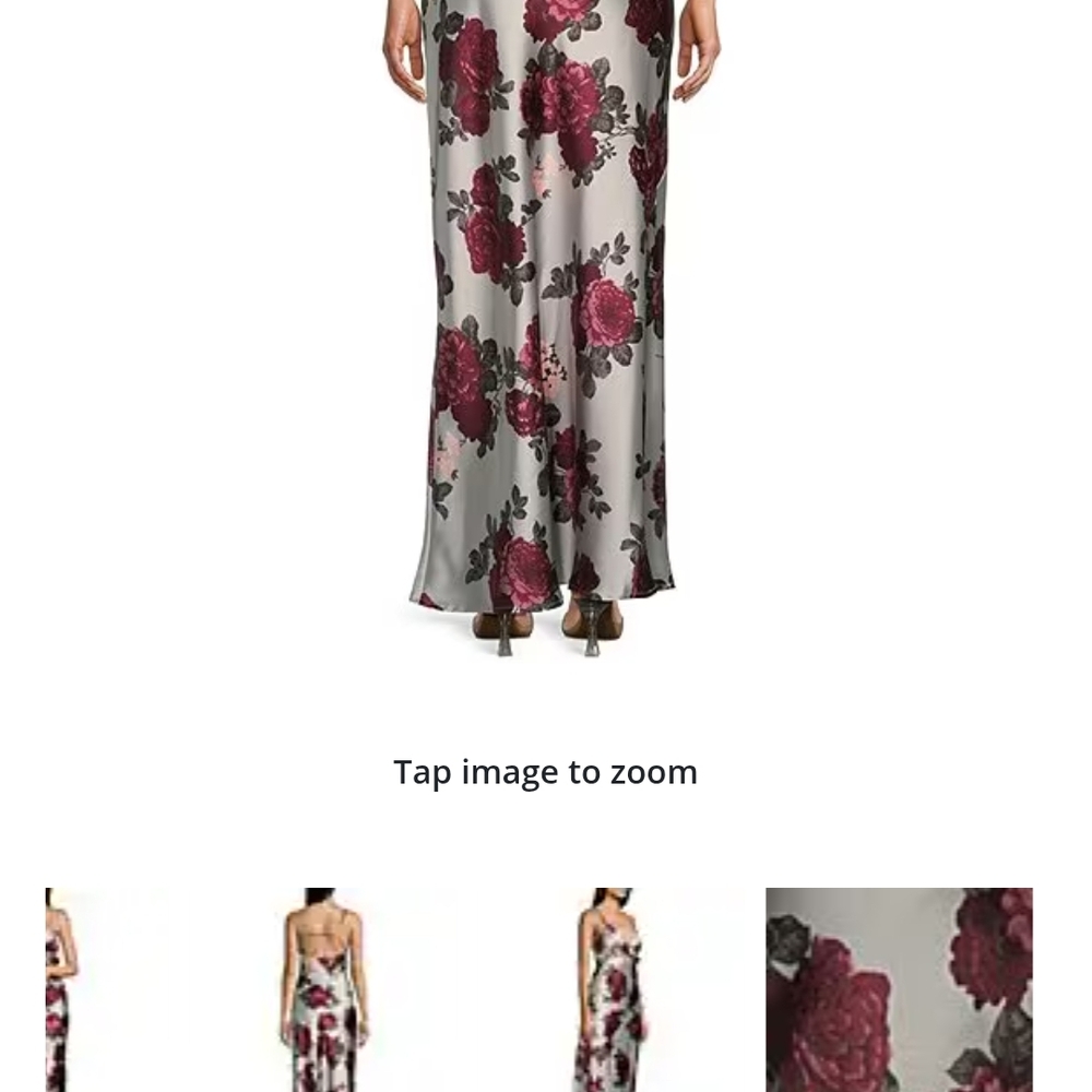Elegant Floral Maxi Dress - Burgundy and Gray